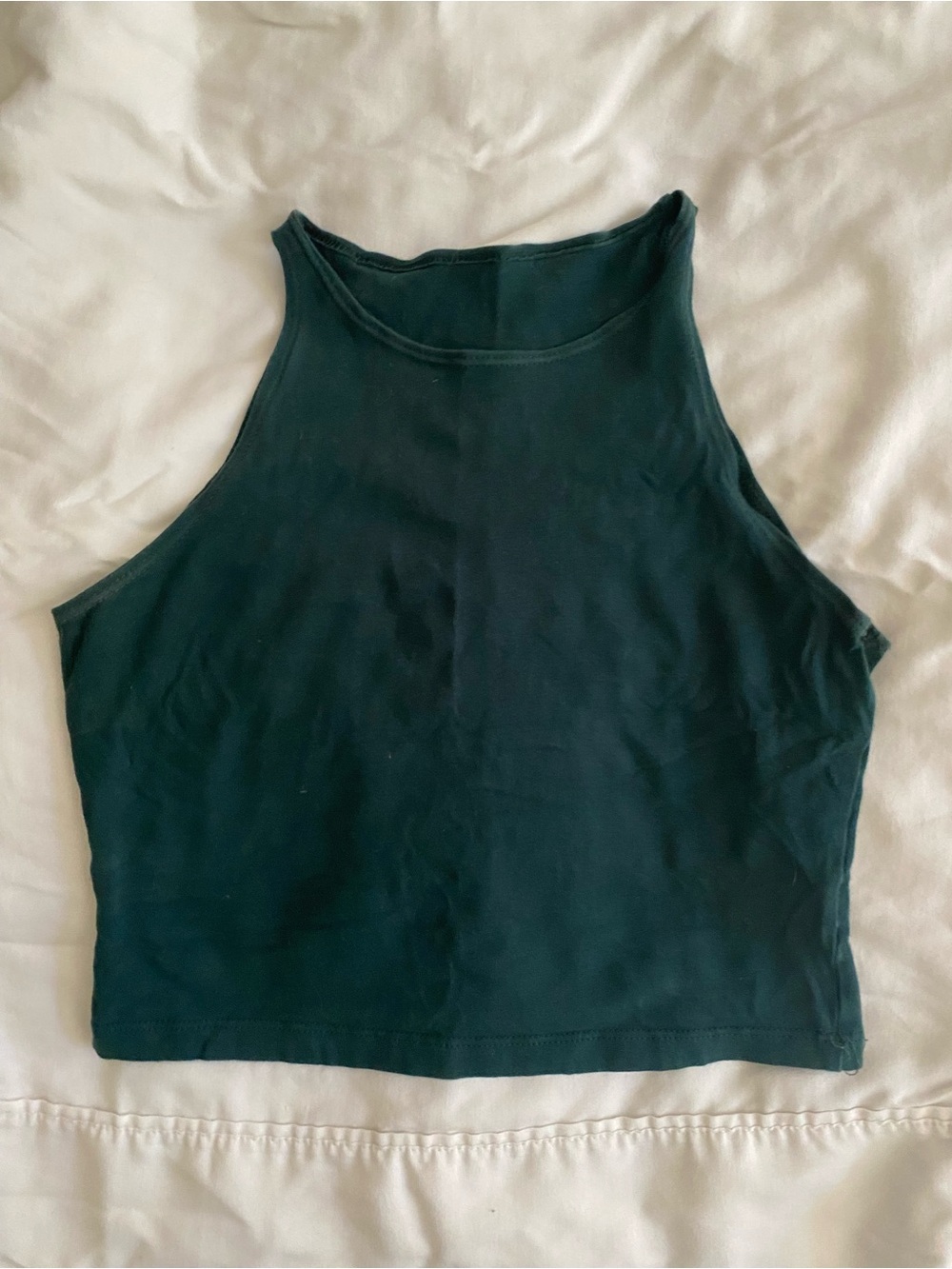 00’s American Apparel Women’s High Neck Crop Tank Top - Dark Green